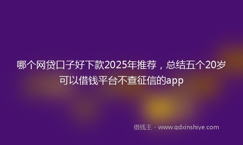 哪个网贷口子好下款2025年推荐，总结五个20岁可以借钱平台不查征信的app