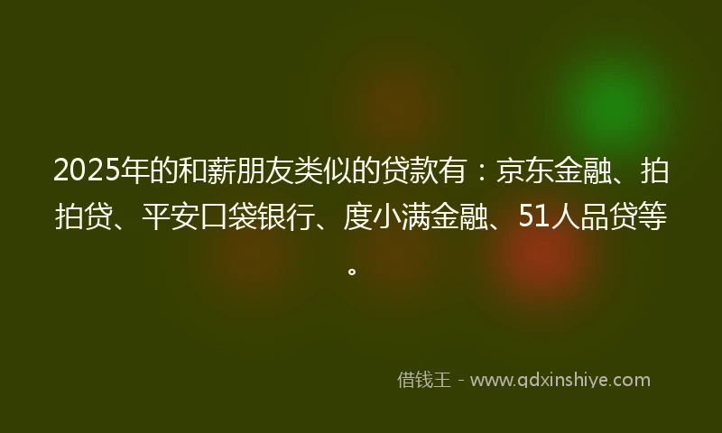 2025年的和薪朋友类似的贷款有：京东金融、拍拍贷、平安口袋银行、度小满金融、51人品贷等。