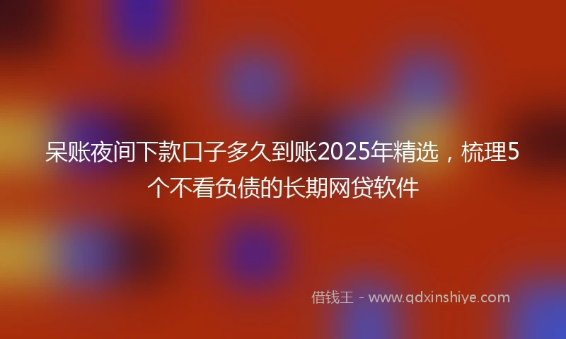 呆账夜间下款口子多久到账2025年精选，梳理5个不看负债的长期网贷软件