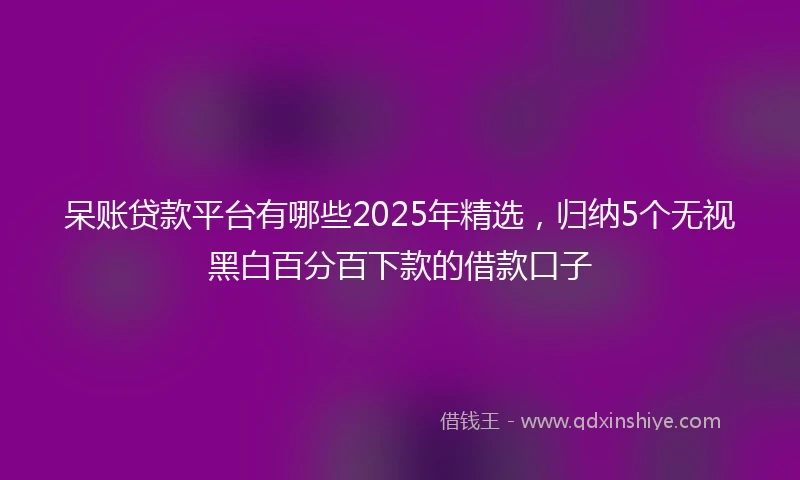 呆账贷款平台有哪些2025年精选，归纳5个无视黑白百分百下款的借款口子