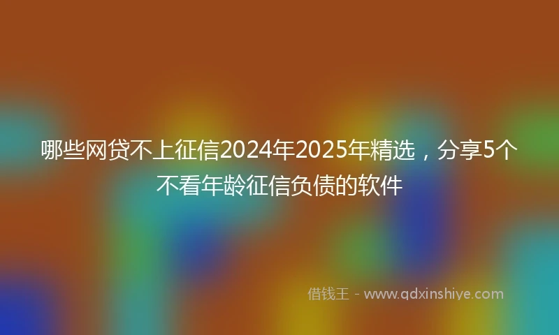 哪些网贷不上征信2024年2025年精选，分享5个不看年龄征信负债的软件