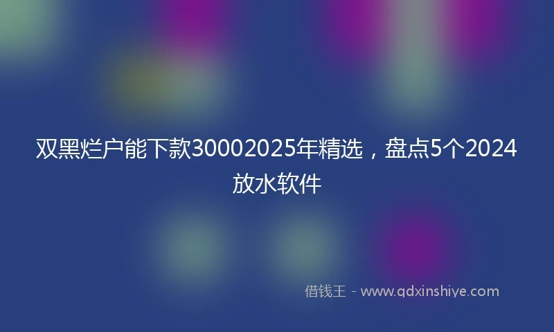 双黑烂户能下款30002025年精选，盘点5个2024放水软件