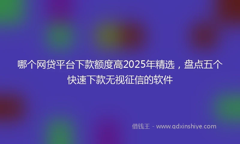 哪个网贷平台下款额度高2025年精选，盘点五个快速下款无视征信的软件