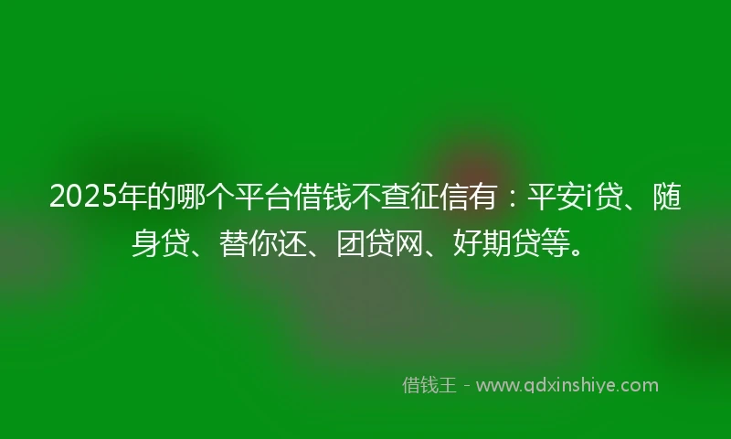 2025年的哪个平台借钱不查征信有：平安i贷、随身贷、替你还、团贷网、好期贷等。