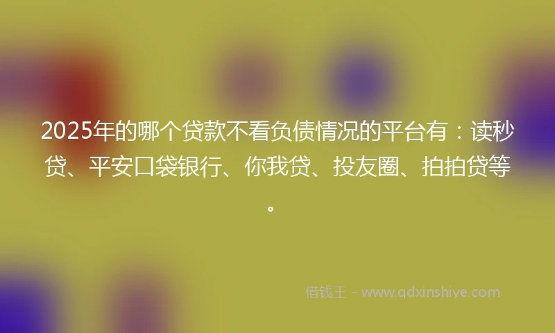 2025年的哪个贷款不看负债情况的平台有：读秒贷、平安口袋银行、你我贷、投友圈、拍拍贷等。