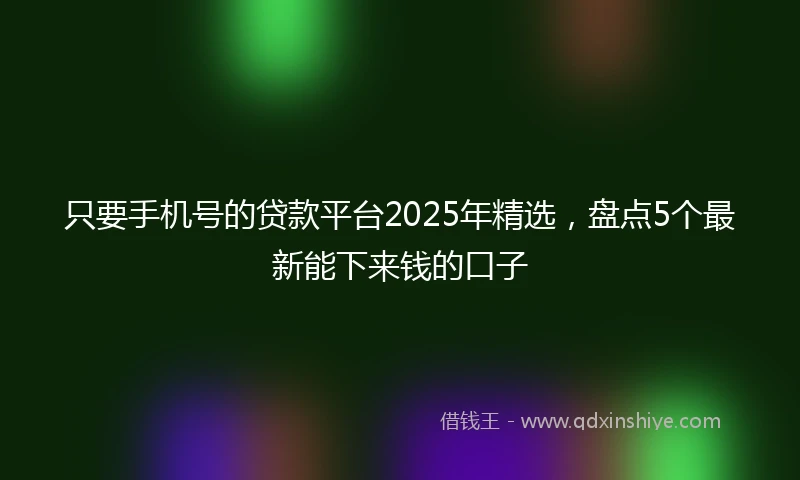 只要手机号的贷款平台2025年精选，盘点5个最新能下来钱的口子