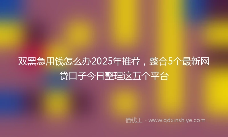 双黑急用钱怎么办2025年推荐，整合5个最新网贷口子今日整理这五个平台