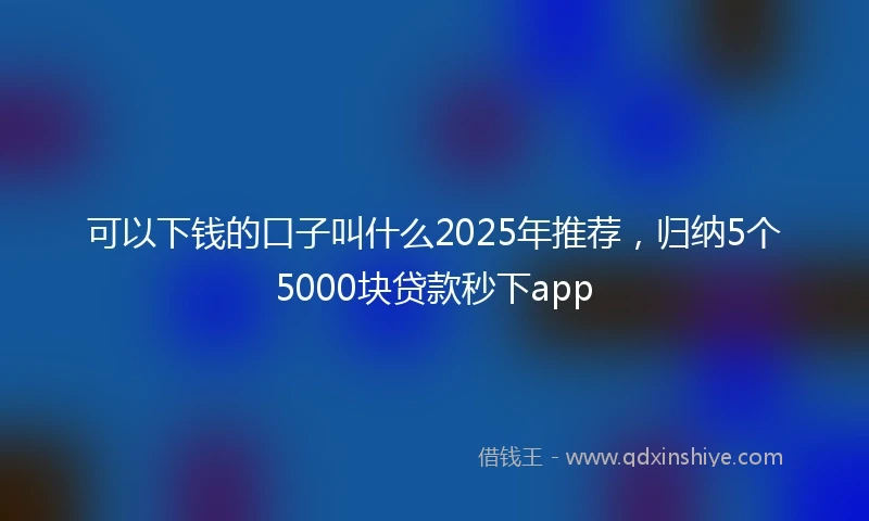 可以下钱的口子叫什么2025年推荐，归纳5个5000块贷款秒下app
