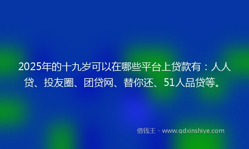 2025年的十九岁可以在哪些平台上贷款有：人人贷、投友圈、团贷网、替你还、51人品贷等。