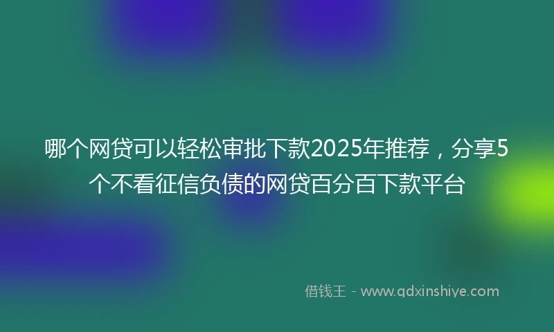 哪个网贷可以轻松审批下款2025年推荐，分享5个不看征信负债的网贷百分百下款平台