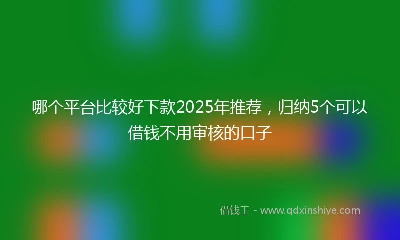 哪个平台比较好下款2025年推荐，归纳5个可以借钱不用审核的口子
