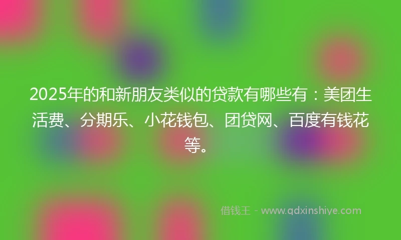 2025年的和新朋友类似的贷款有哪些有：美团生活费、分期乐、小花钱包、团贷网、百度有钱花等。