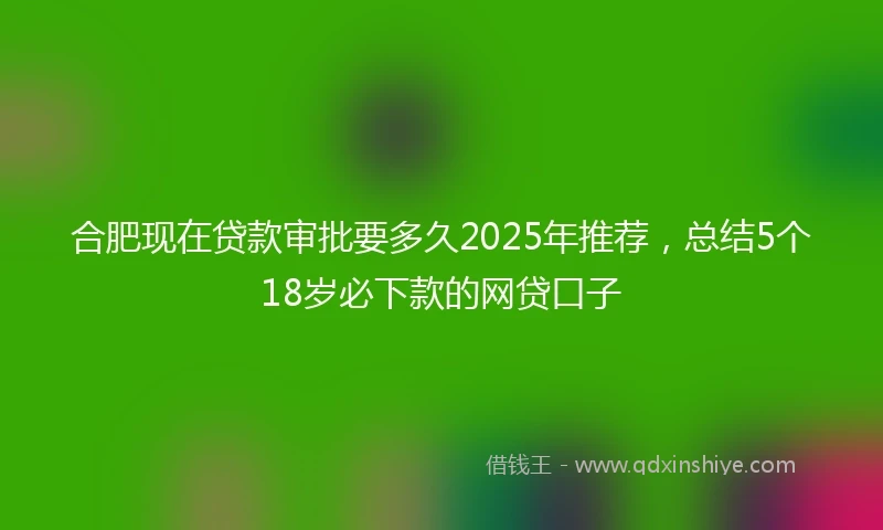 合肥现在贷款审批要多久2025年推荐，总结5个18岁必下款的网贷口子