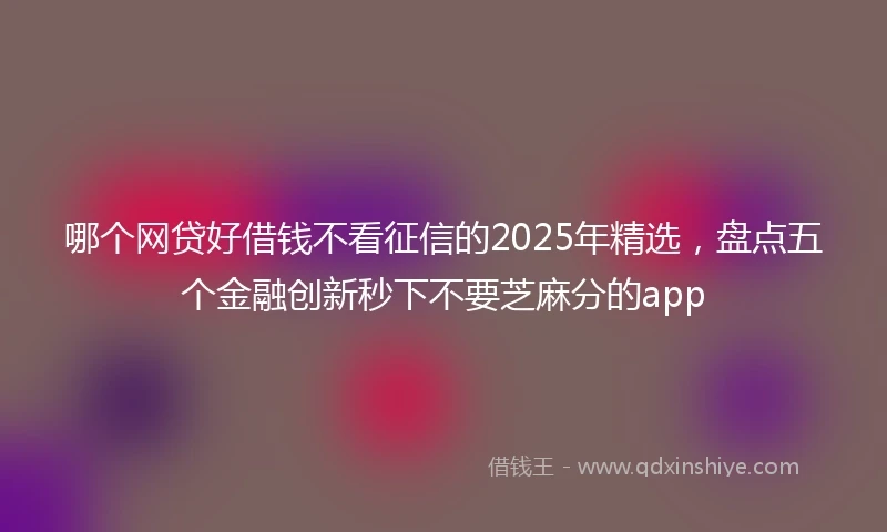 哪个网贷好借钱不看征信的2025年精选，盘点五个金融创新秒下不要芝麻分的app