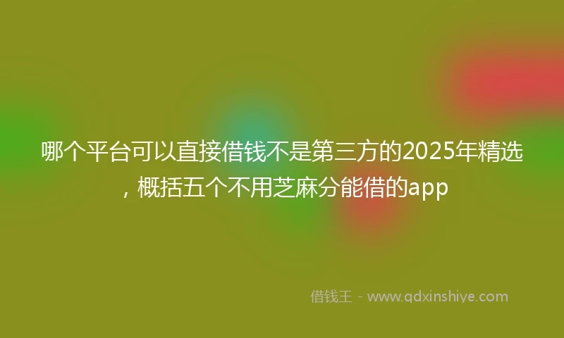 哪个平台可以直接借钱不是第三方的2025年精选，概括五个不用芝麻分能借的app