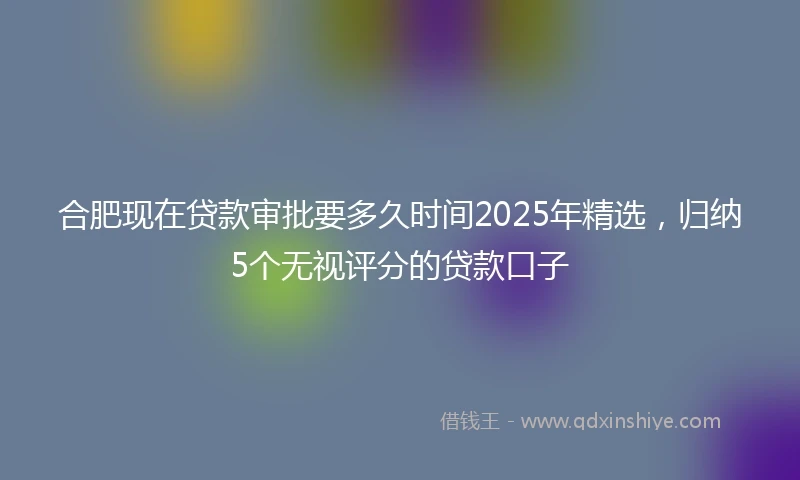 合肥现在贷款审批要多久时间2025年精选，归纳5个无视评分的贷款口子