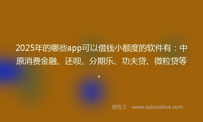 2025年的哪些app可以借钱小额度的软件有：中原消费金融、还呗、分期乐、功夫贷、微粒贷等。
