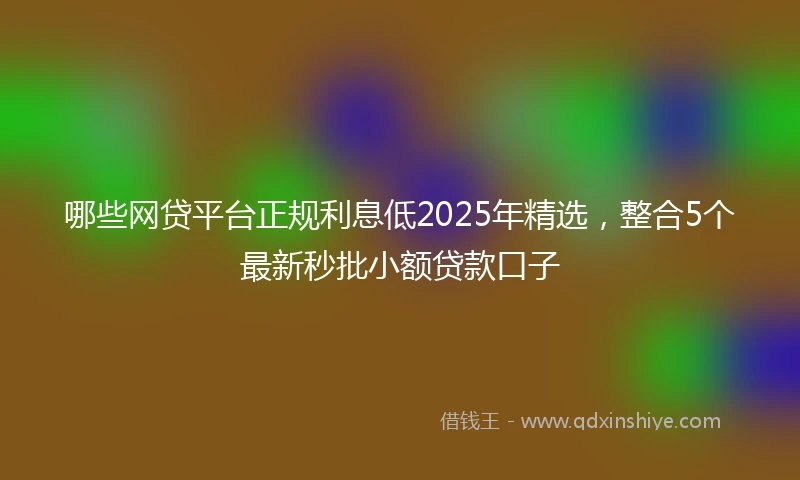 哪些网贷平台正规利息低2025年精选,整合5个最新秒批小额贷款口子