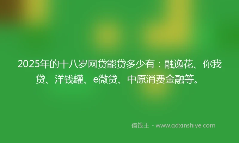 2025年的十八岁网贷能贷多少有：融逸花、你我贷、洋钱罐、e微贷、中原消费金融等。
