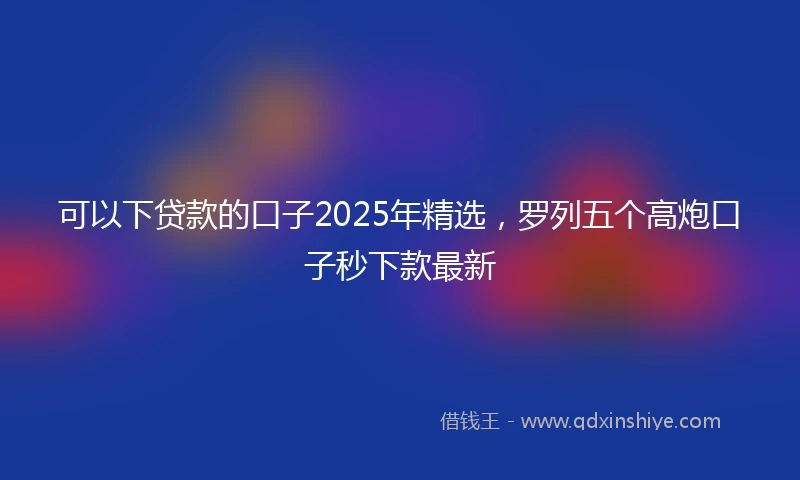 可以下贷款的口子2025年精选，罗列五个高炮口子秒下款最新