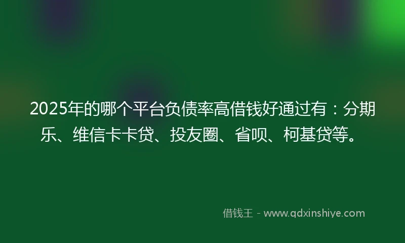 2025年的哪个平台负债率高借钱好通过有：分期乐、维信卡卡贷、投友圈、省呗、柯基贷等。
