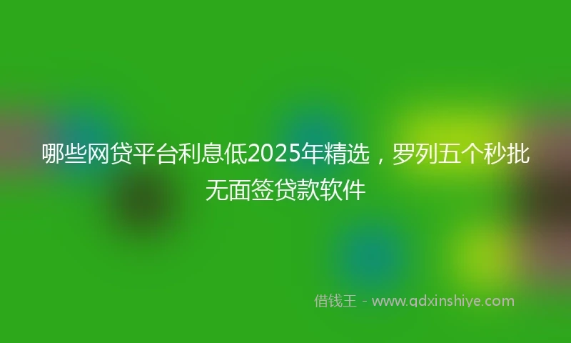 哪些网贷平台利息低2025年精选，罗列五个秒批无面签贷款软件