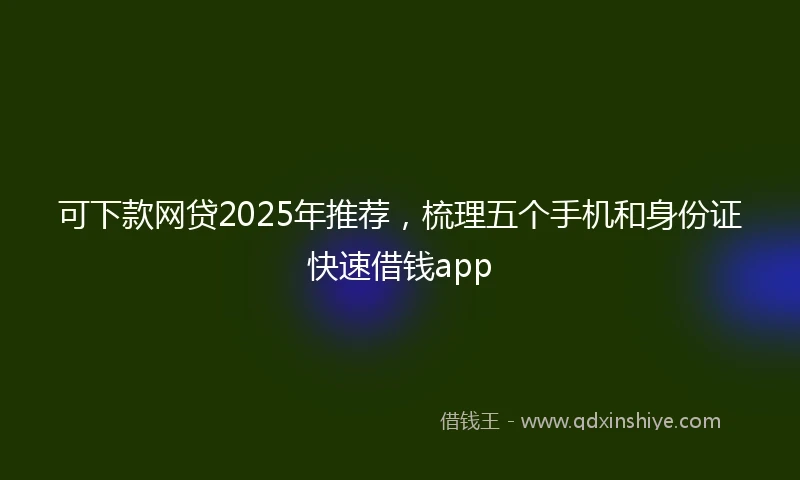 可下款网贷2025年推荐，梳理五个手机和身份证快速借钱app