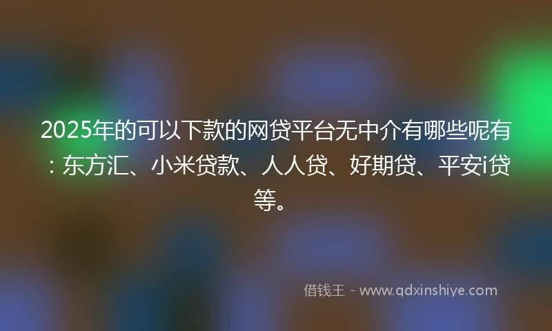 2025年的可以下款的网贷平台无中介有哪些呢有：东方汇、小米贷款、人人贷、好期贷、平安i贷等。