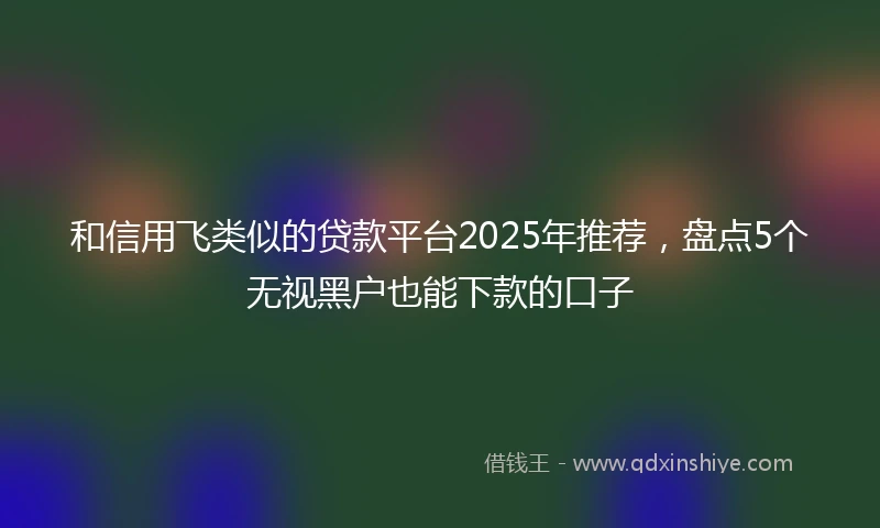 和信用飞类似的贷款平台2025年推荐，盘点5个无视黑户也能下款的口子