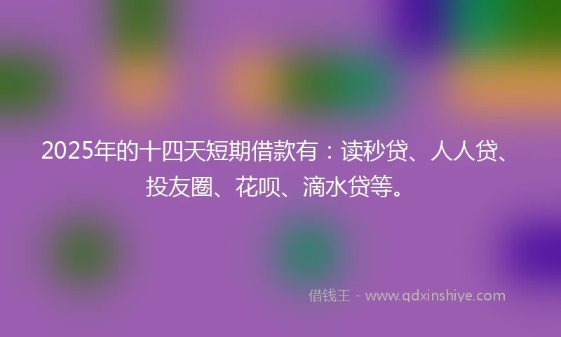 2025年的十四天短期借款有：读秒贷、人人贷、投友圈、花呗、滴水贷等。
