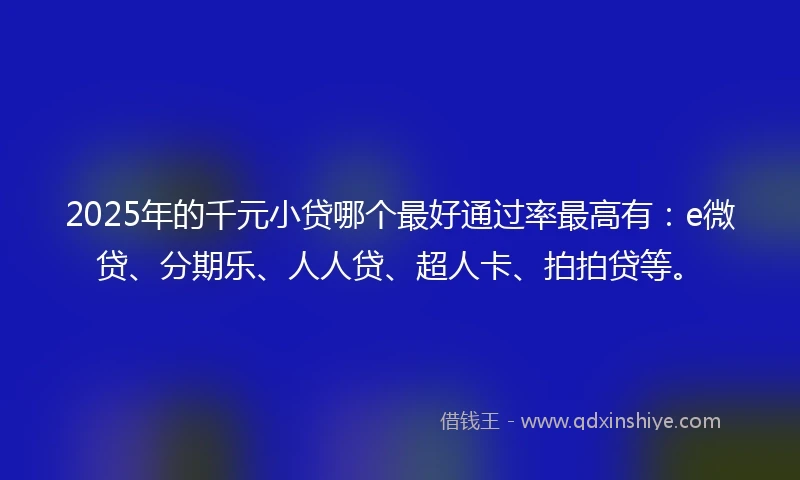 2025年的千元小贷哪个最好通过率最高有：e微贷、分期乐、人人贷、超人卡、拍拍贷等。