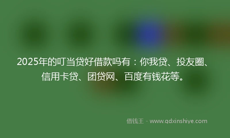 2025年的叮当贷好借款吗有：你我贷、投友圈、信用卡贷、团贷网、百度有钱花等。