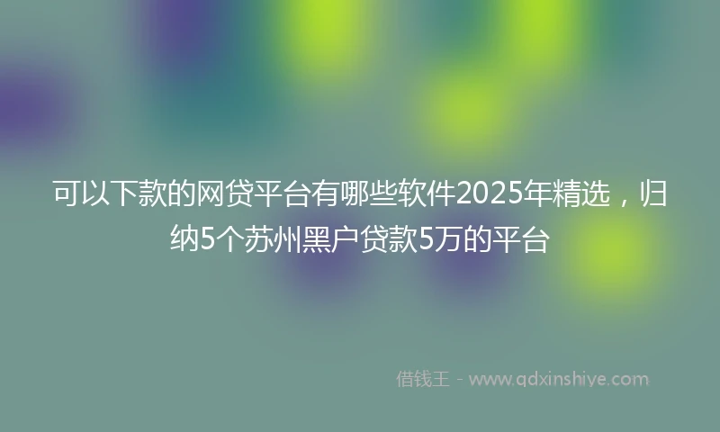 可以下款的网贷平台有哪些软件2025年精选，归纳5个苏州黑户贷款5万的平台