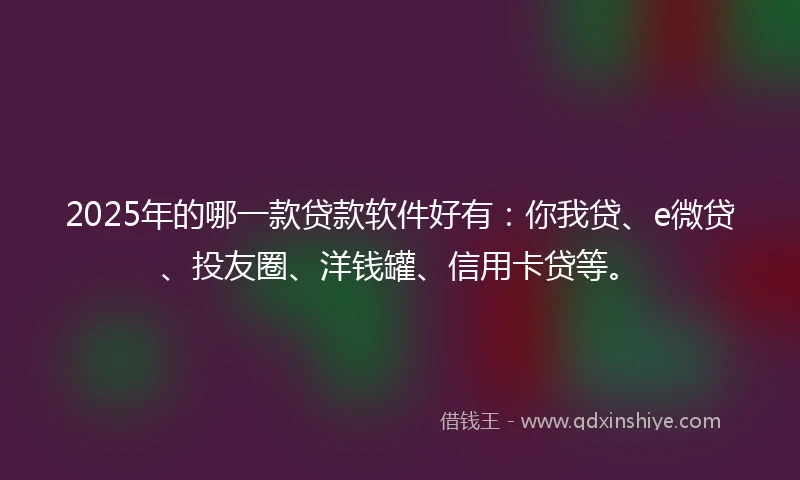 2025年的哪一款贷款软件好有：你我贷、e微贷、投友圈、洋钱罐、信用卡贷等。