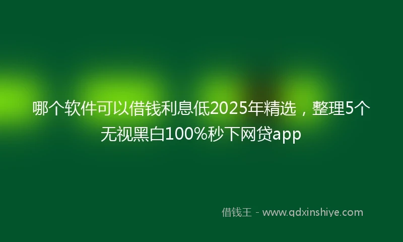 哪个软件可以借钱利息低2025年精选，整理5个无视黑白100%秒下网贷app