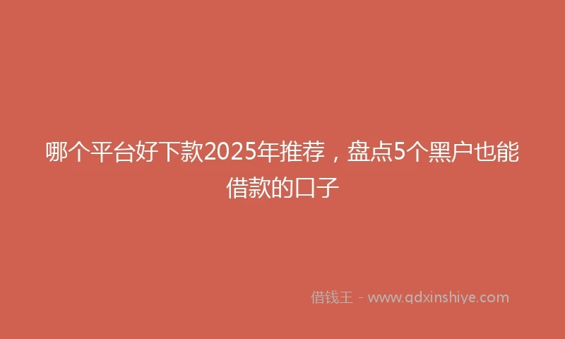 哪个平台好下款2025年推荐，盘点5个黑户也能借款的口子