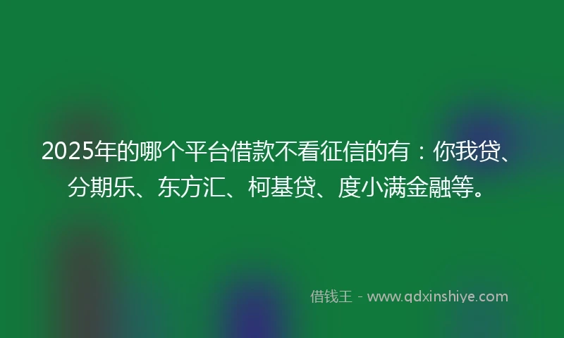 2025年的哪个平台借款不看征信的有：你我贷、分期乐、东方汇、柯基贷、度小满金融等。