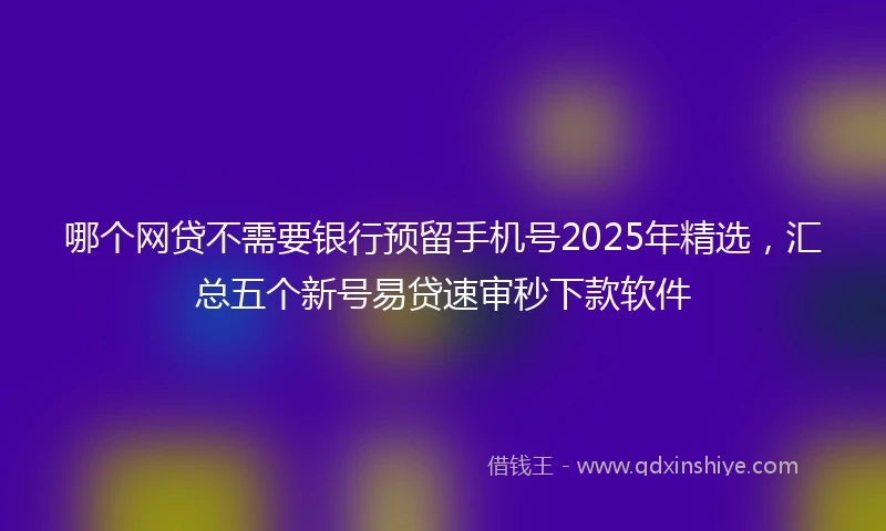 哪个网贷不需要银行预留手机号2025年精选，汇总五个新号易贷速审秒下款软件