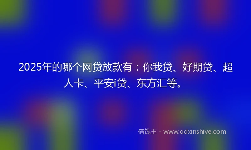 2025年的哪个网贷放款有：你我贷、好期贷、超人卡、平安i贷、东方汇等。