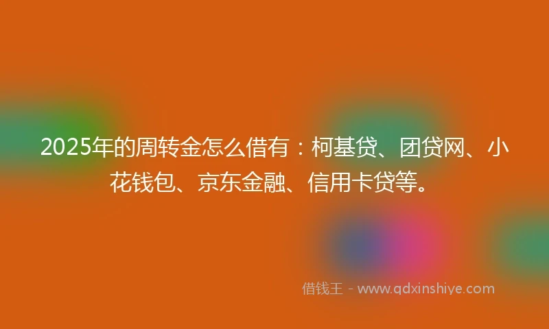 2025年的周转金怎么借有：柯基贷、团贷网、小花钱包、京东金融、信用卡贷等。