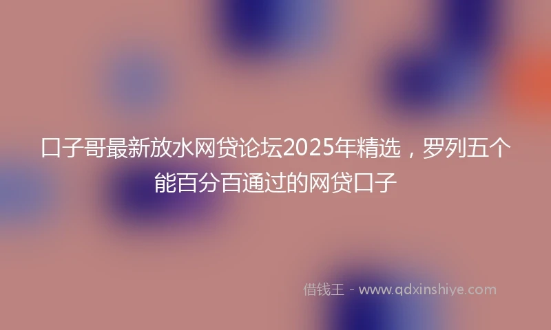 口子哥最新放水网贷论坛2025年精选，罗列五个能百分百通过的网贷口子