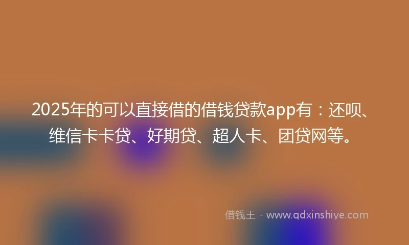 2025年的可以直接借的借钱贷款app有：还呗、维信卡卡贷、好期贷、超人卡、团贷网等。