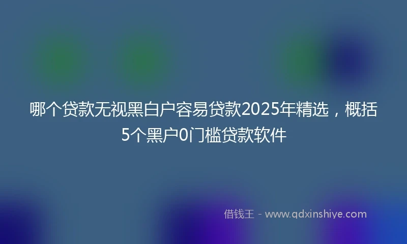 哪个贷款无视黑白户容易贷款2025年精选，概括5个黑户0门槛贷款软件