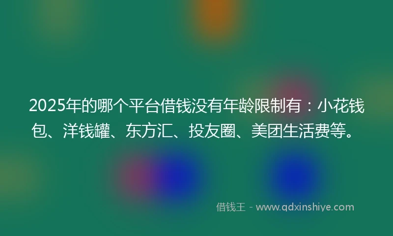 2025年的哪个平台借钱没有年龄限制有：小花钱包、洋钱罐、东方汇、投友圈、美团生活费等。