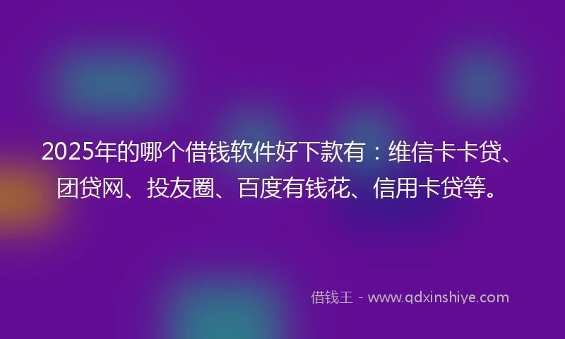 2025年的哪个借钱软件好下款有：维信卡卡贷、团贷网、投友圈、百度有钱花、信用卡贷等。