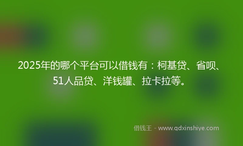 2025年的哪个平台可以借钱有：柯基贷、省呗、51人品贷、洋钱罐、拉卡拉等。