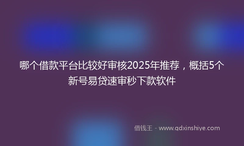 哪个借款平台比较好审核2025年推荐，概括5个新号易贷速审秒下款软件
