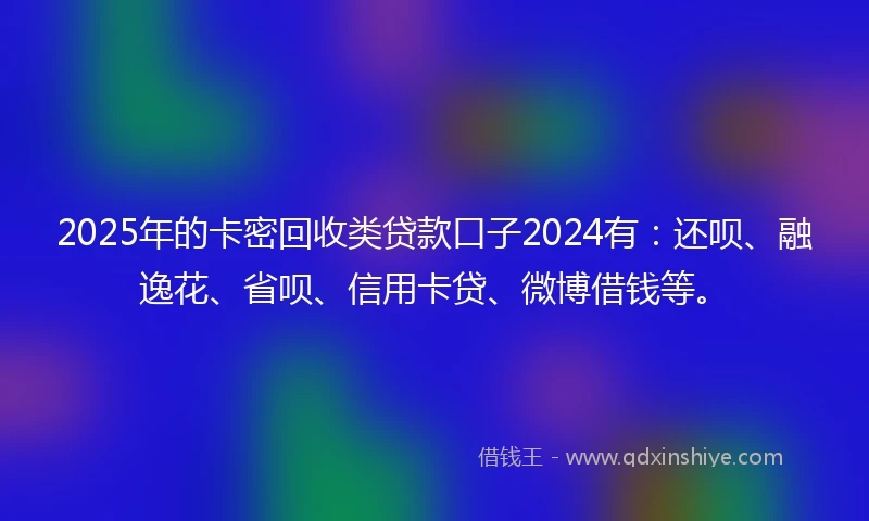 2025年的卡密回收类贷款口子2024有：还呗、融逸花、省呗、信用卡贷、微博借钱等。