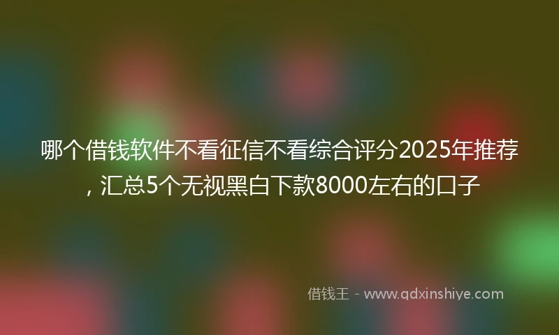 哪个借钱软件不看征信不看综合评分2025年推荐,汇总5个无视黑白下款8000左右的口子