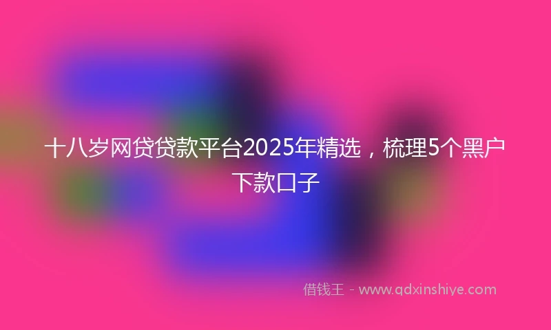十八岁网贷贷款平台2025年精选，梳理5个黑户下款口子